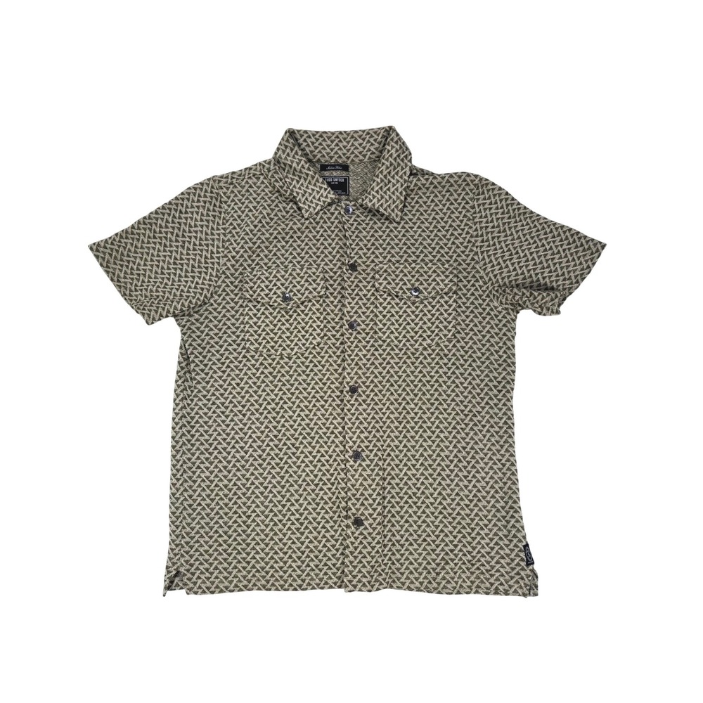 Todd Snyder Mens Faded Surplus Linen Cotton Knit Shirt Medium Green Geometric